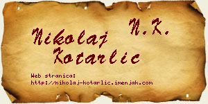 Nikolaj Kotarlić vizit kartica